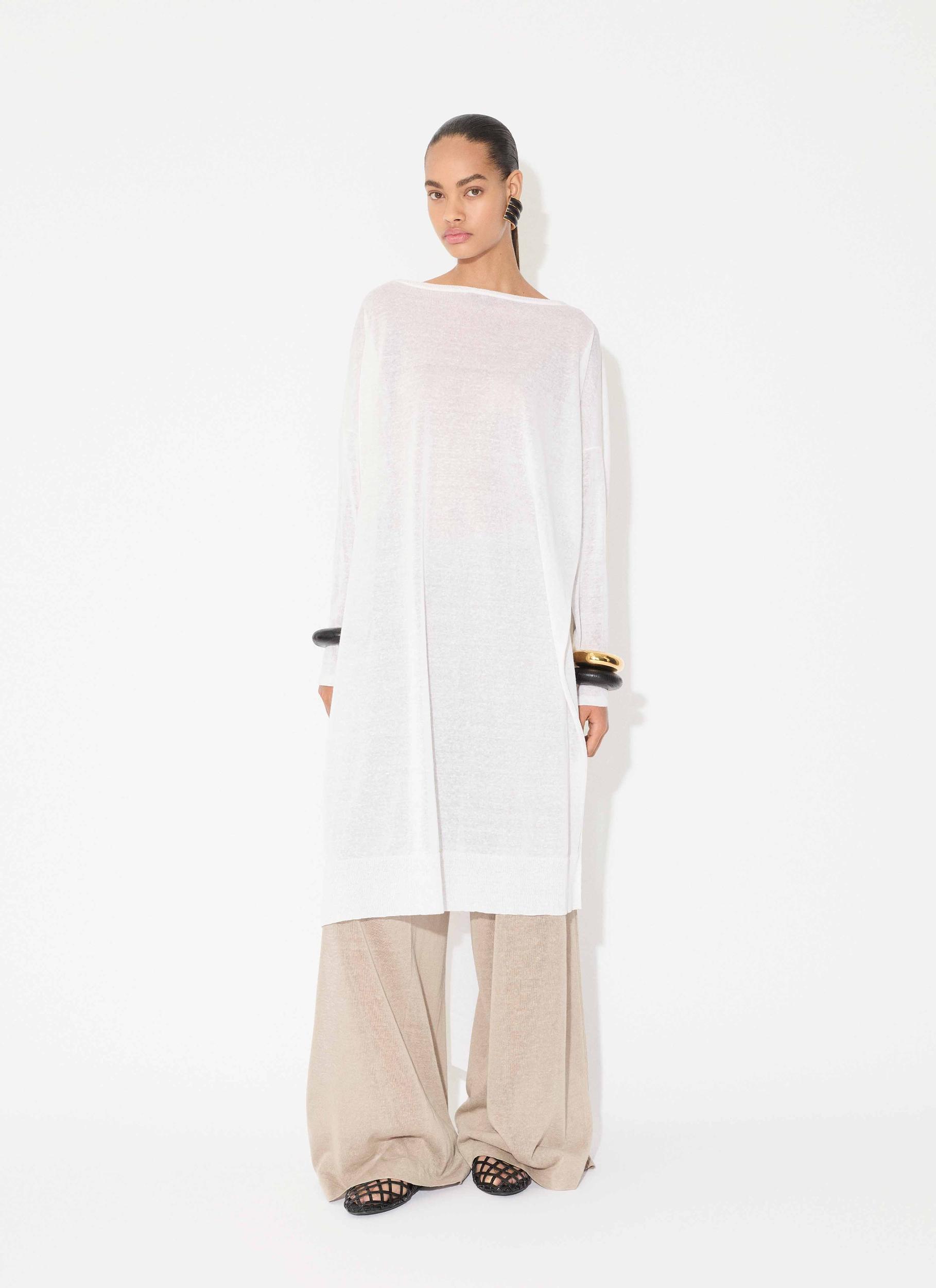 BEIGE SILK LINEN PANTS Product Image