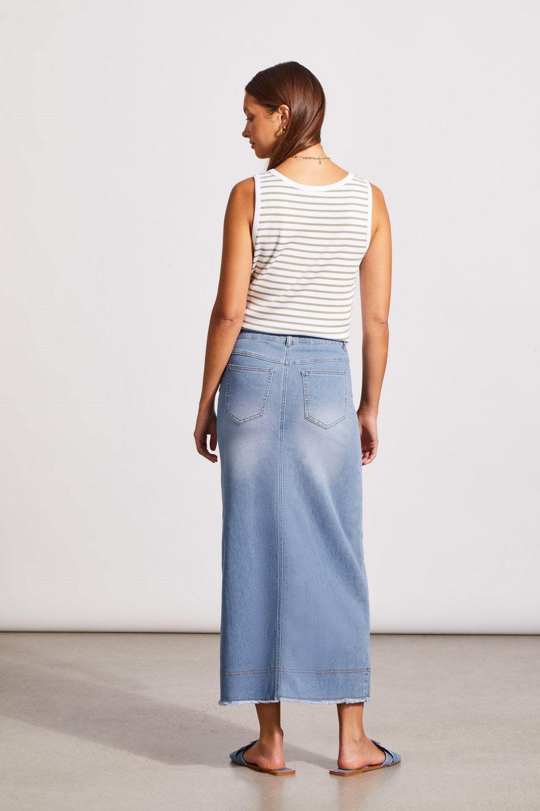 FULL-LENGTH DENIM SKIRT WITH FRONT SLIT Product Image