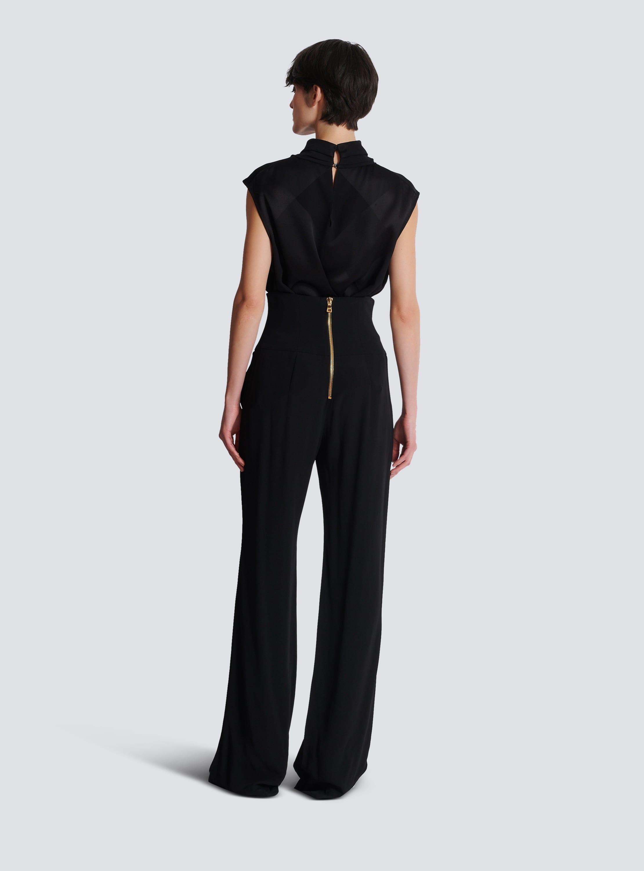 Crepe wide-leg trousers with buttons Product Image