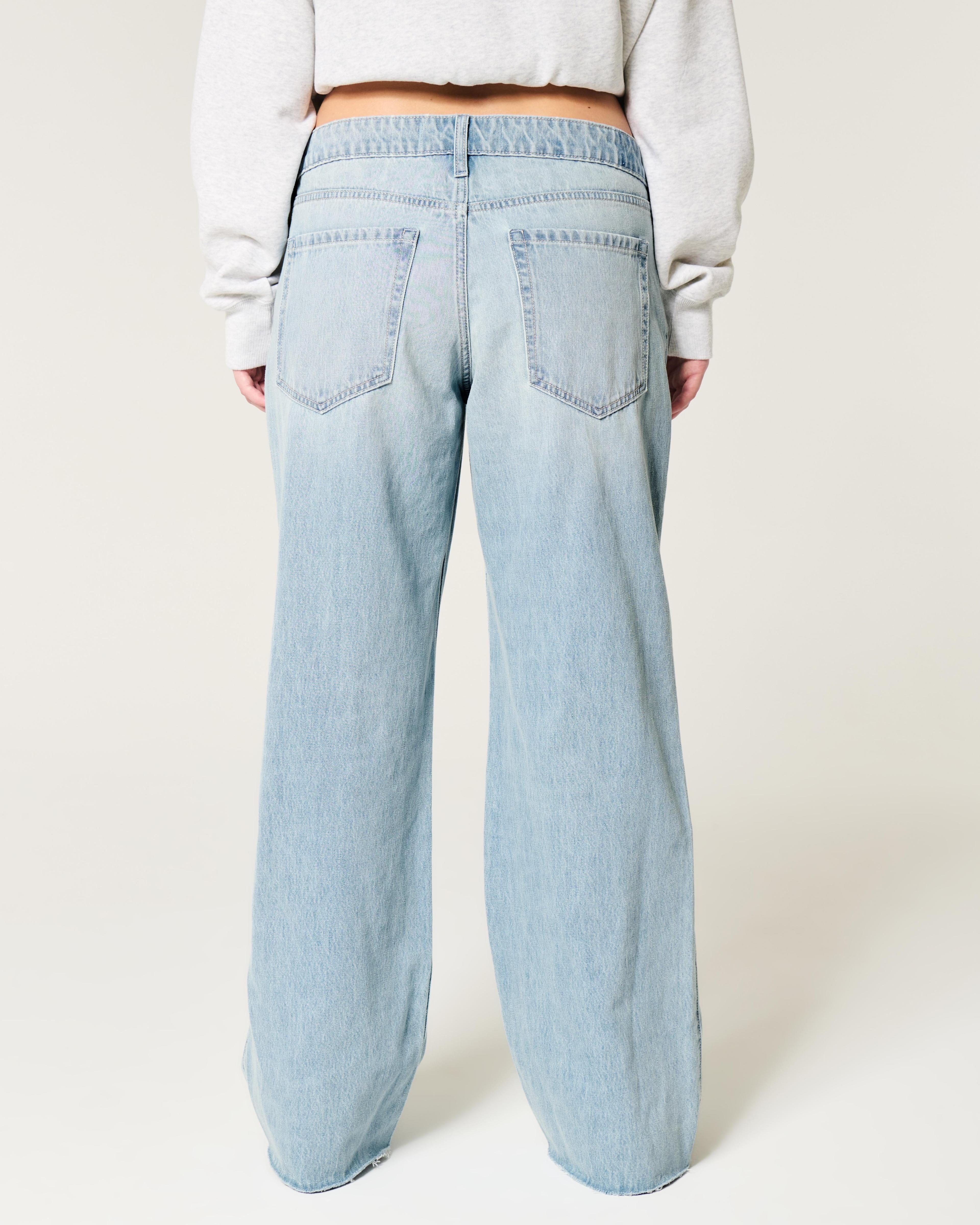 Low-Rise Ripped Light Wash Baggy Jeans Product Image