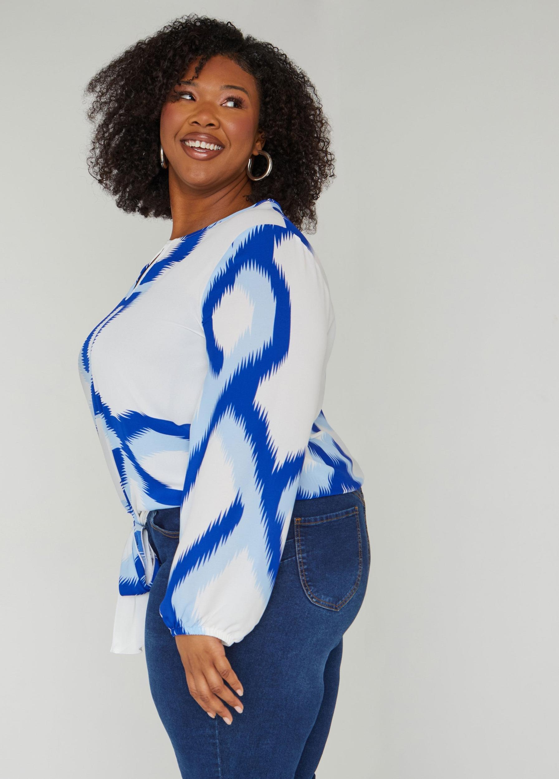 Tie Front Printed Blouse Product Image