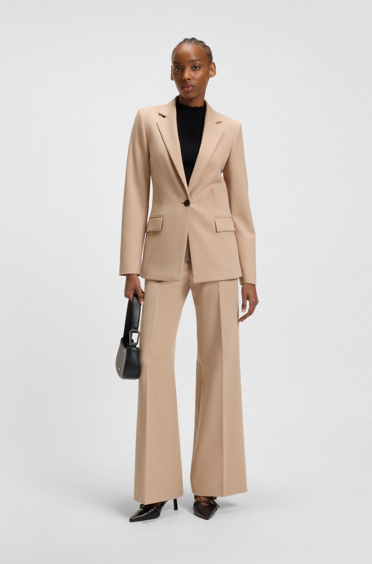 HUGO - Regular-fit blazer in pinstripe stretch fabric - Light Brown Product Image