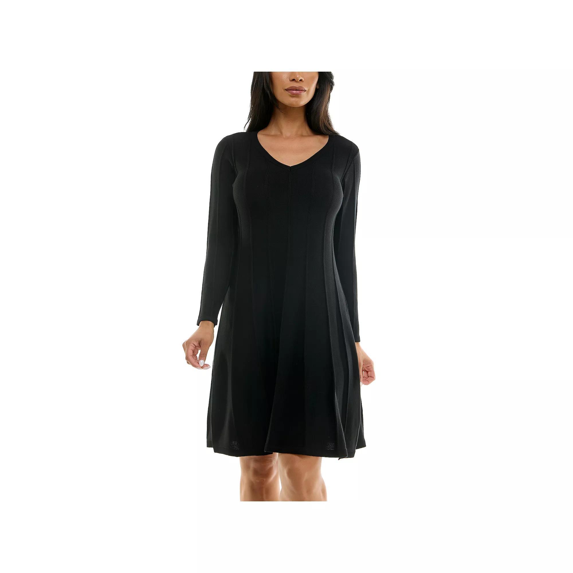 Women's Nina Leonard A-Line Sweater Dress, Size: Medium, Green Oil Product Image