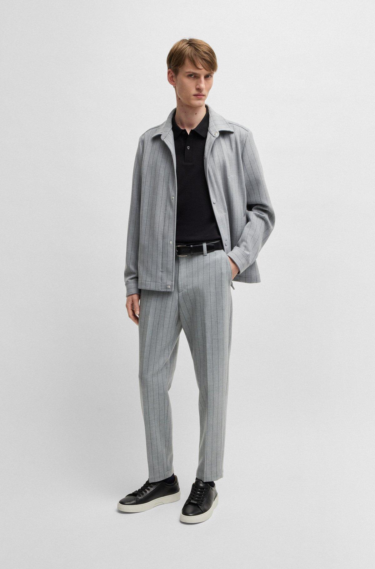 Relaxed-fit overshirt with stripe and script logo Product Image