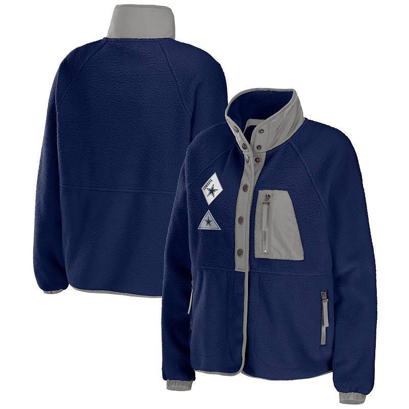 Womens WEAR by Erin Andrews Chicago Bears Polar Fleece Raglan Full-Snap Jacket Blue Product Image