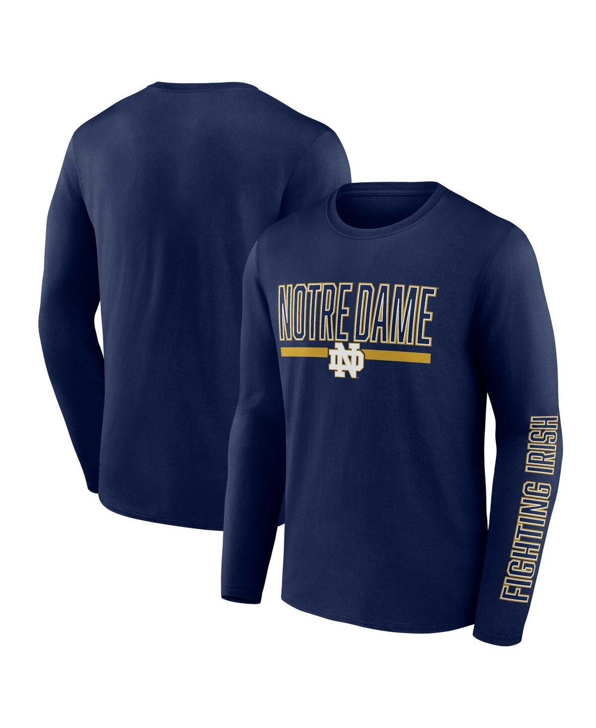 Mens Profile Notre Dame Fighting Irish Big & Tall Two-Hit Graphic Long Sleeve T-Shirt Blue Product Image