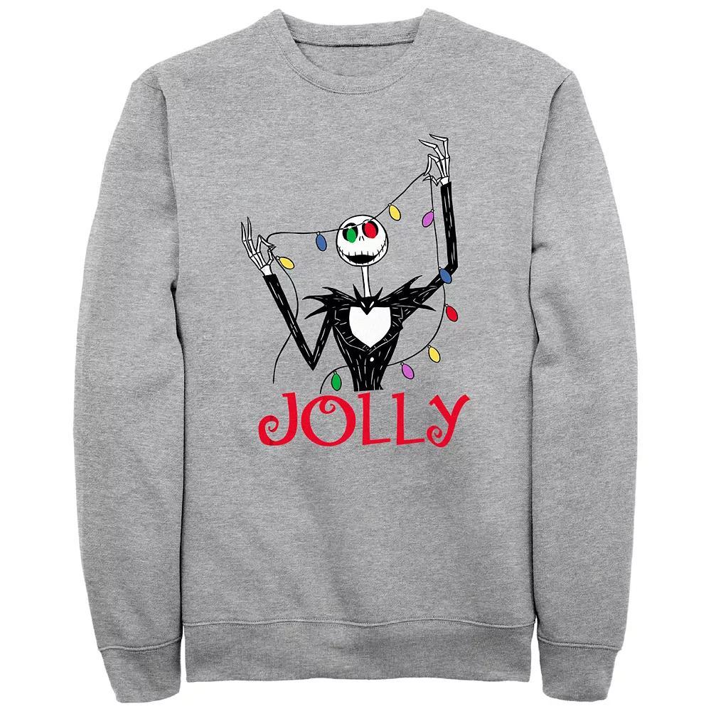 Disney's The Nightmare Before Christmas Big & Tall Jolly Jack Lights Graphic Fleece Pullover, Men's, Size: XXL Tall, Athletic Grey Product Image