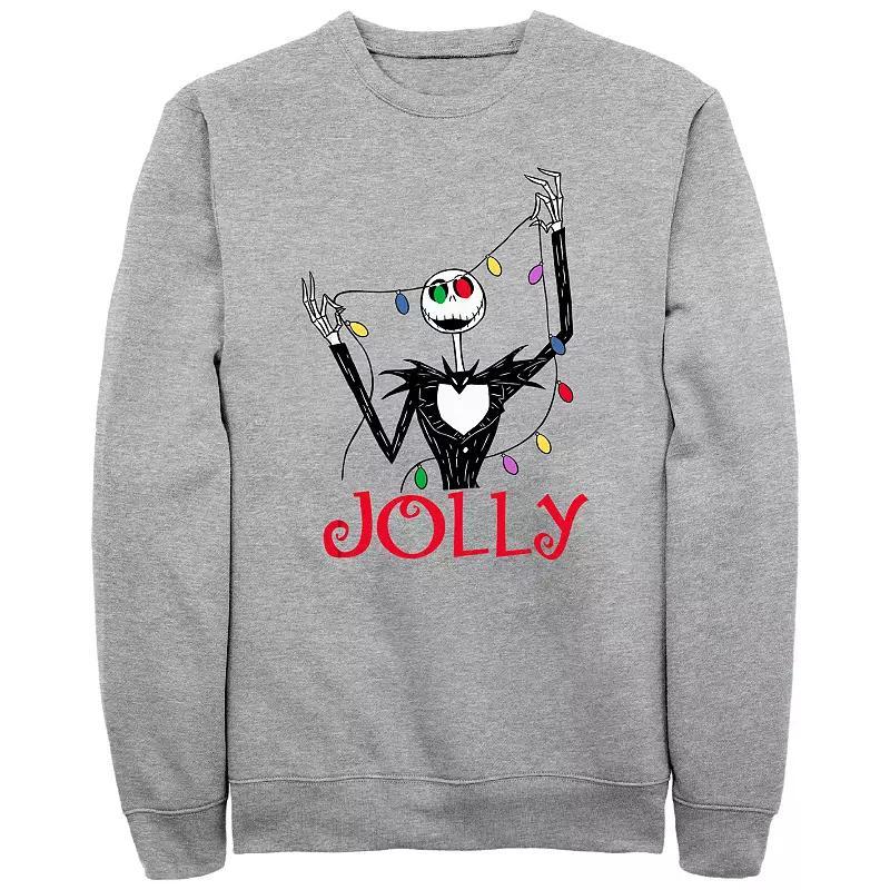 Disney's The Nightmare Before Christmas Big & Tall Jolly Jack Lights Graphic Fleece Pullover, Men's, Size: XXL Tall, Athletic Grey Product Image