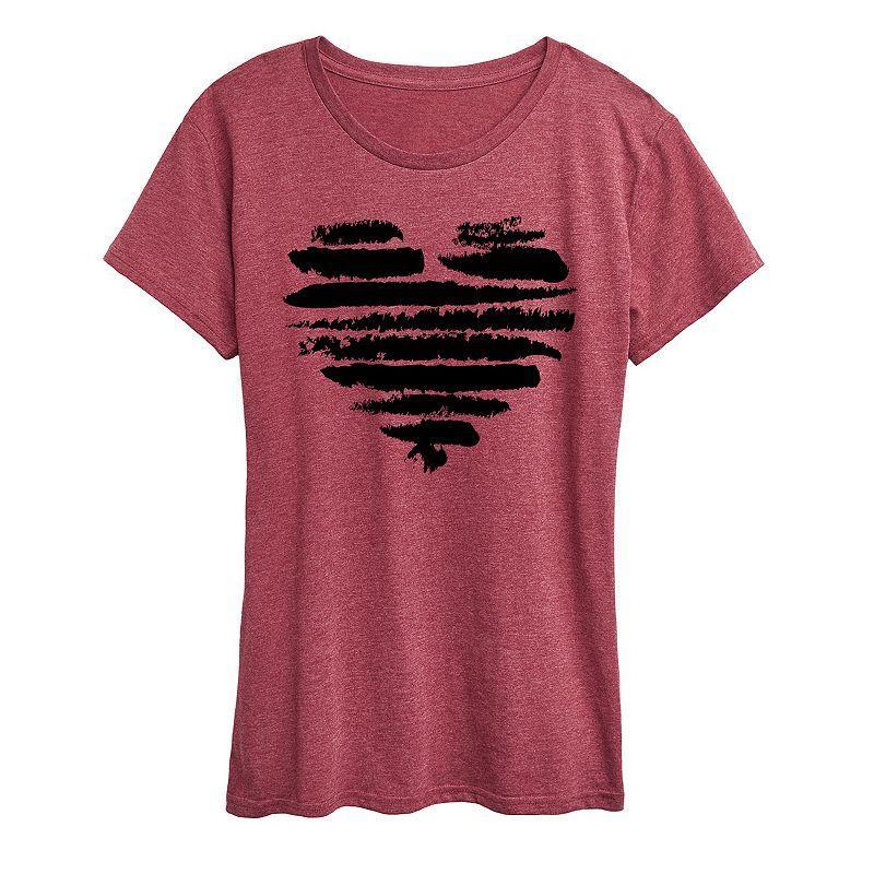 Women's Brushstroke Heart Stripes Graphic Tee,  Product Image