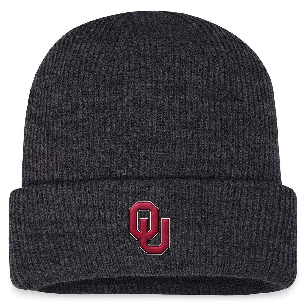Mens Top of the World Charcoal Oklahoma Sooners Sheer Cuffed Knit Hat Product Image