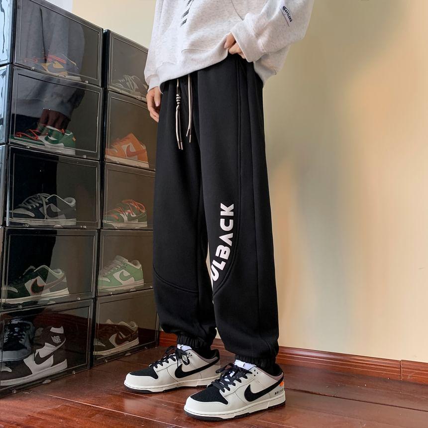 Drawstring Waist Lettering Print Harem Sweatpants Product Image