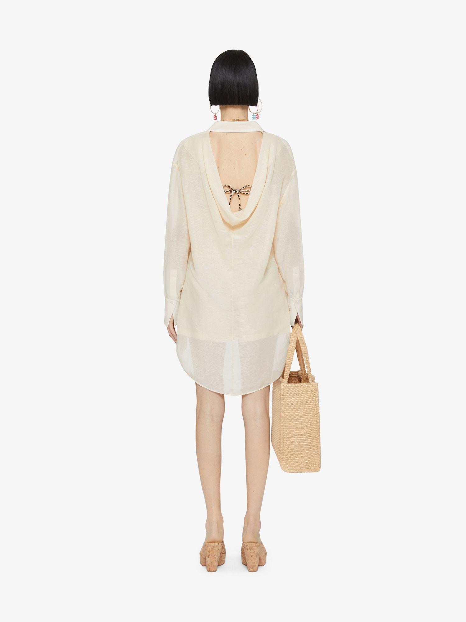 Oversized shirt in silk and linen with draped back Product Image