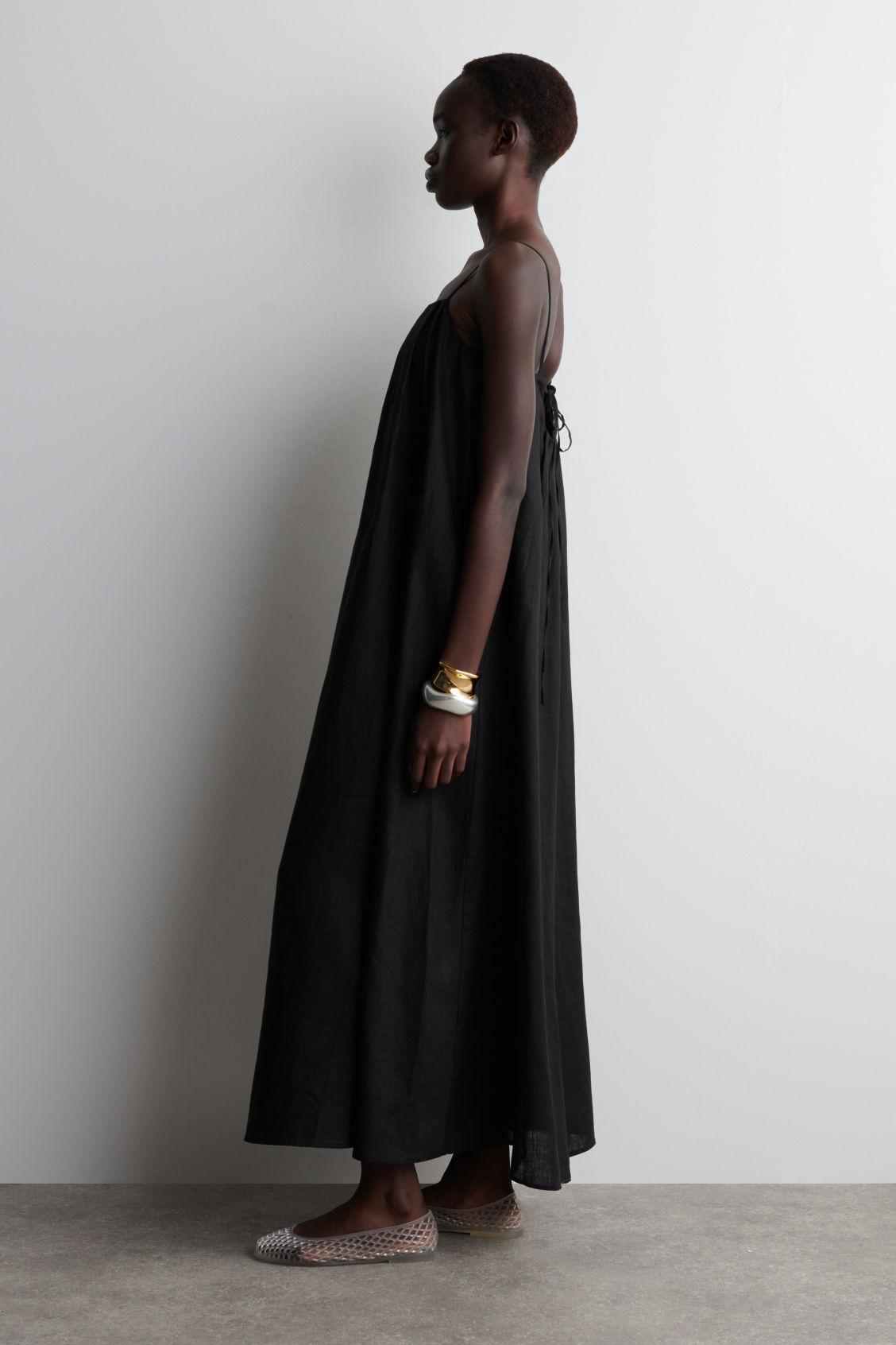 PLEATED LINEN MAXI DRESS Product Image