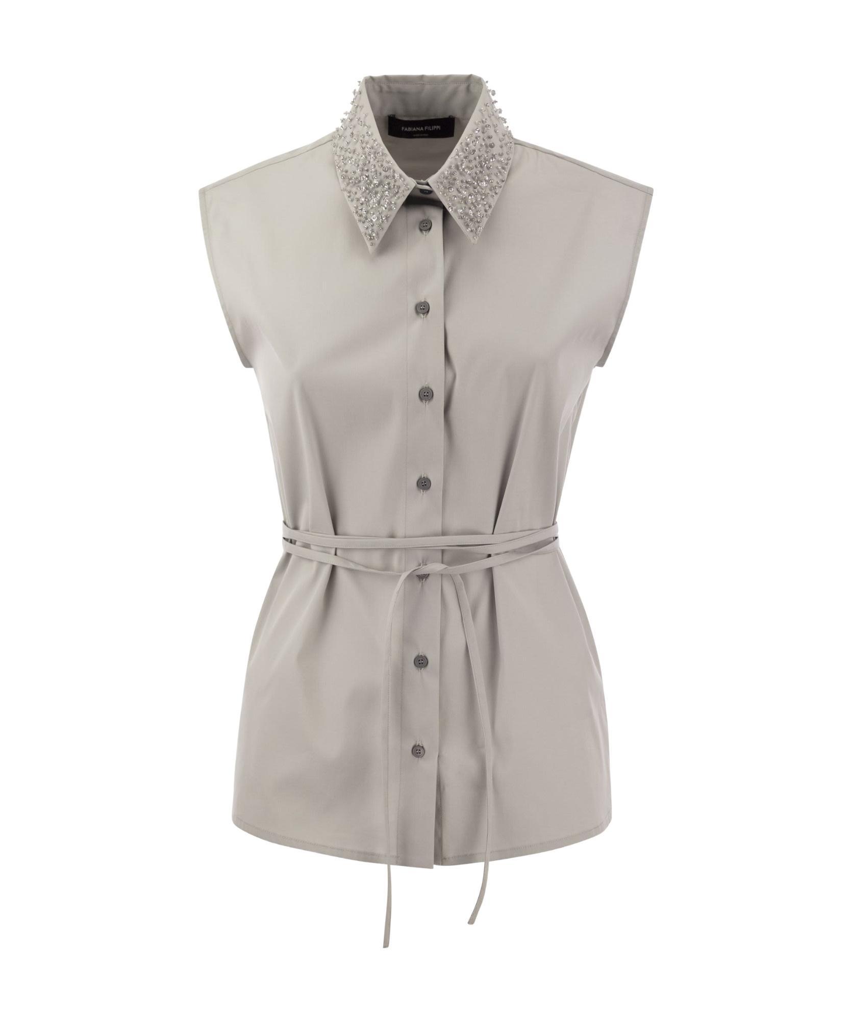 FABIANA FILIPPI Sleeveless Shirt With Belt In Grey Product Image