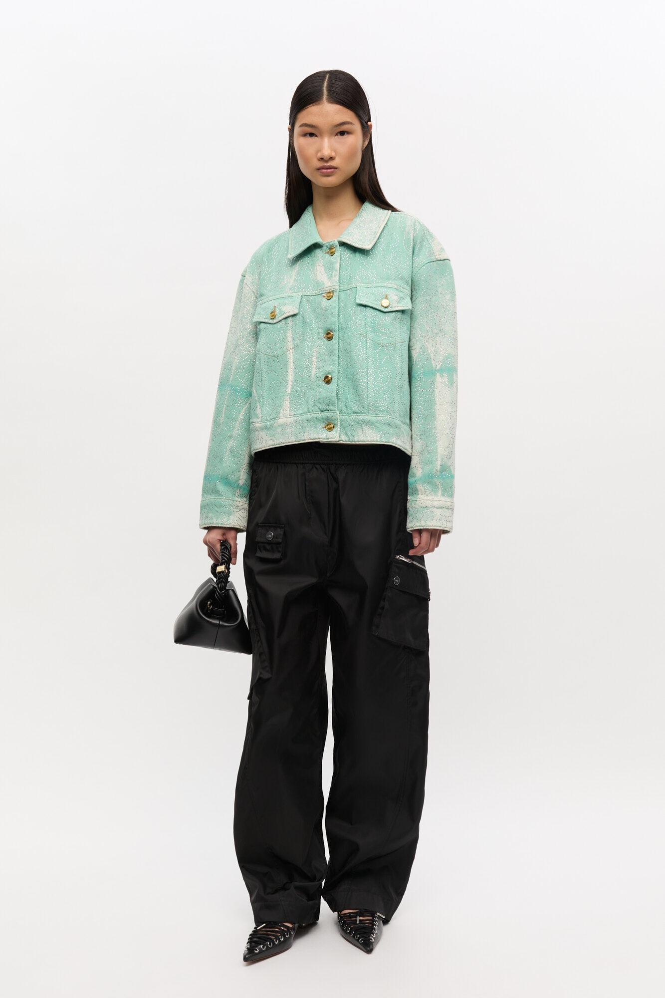 Green Washed Denim Jacket Product Image