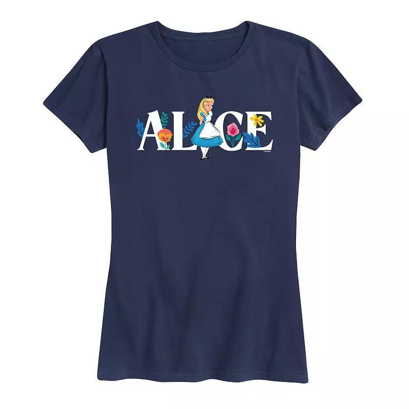 Disney's Alice in Wonderland Women's Alice Name Florals Graphic Tee, Girl's, Size: Small, Heather Grey Product Image