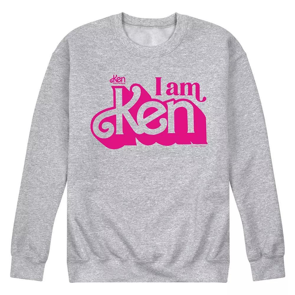 Men's Barbie™ The Movie I Am Ken Fleece Sweatshirt, Size: Large, Grey Gray Product Image