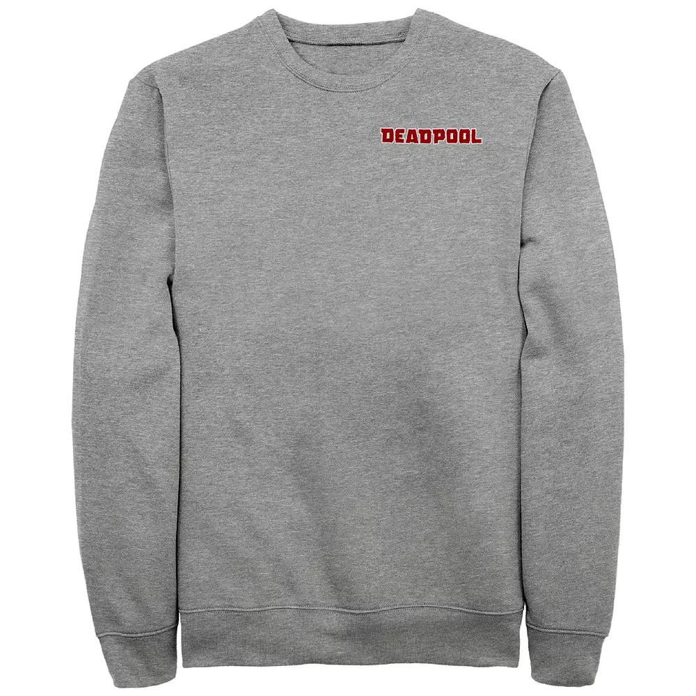 Mens Marvel Deadpool Logo Embroidered Fleece Sweatshirt Athletic Grey Product Image