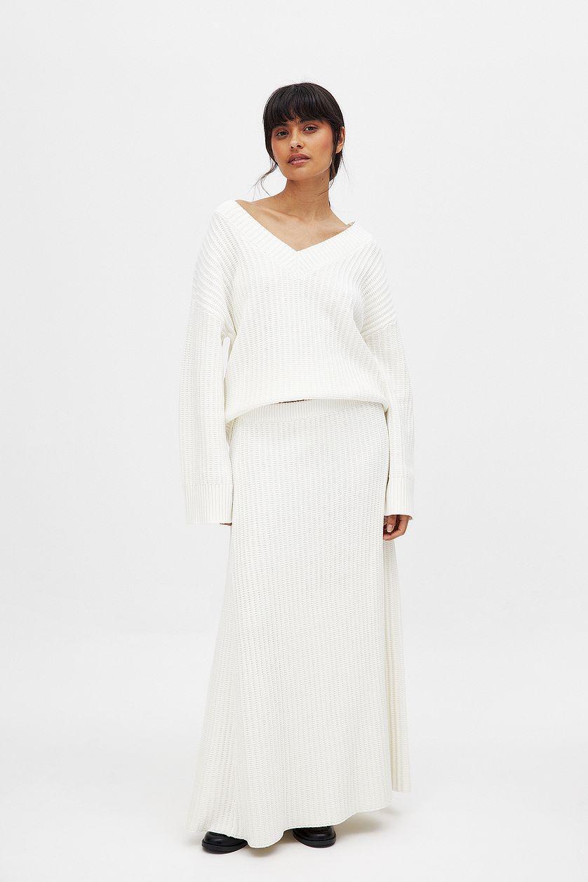 Knitted Oversized V-Neck Sweater Product Image