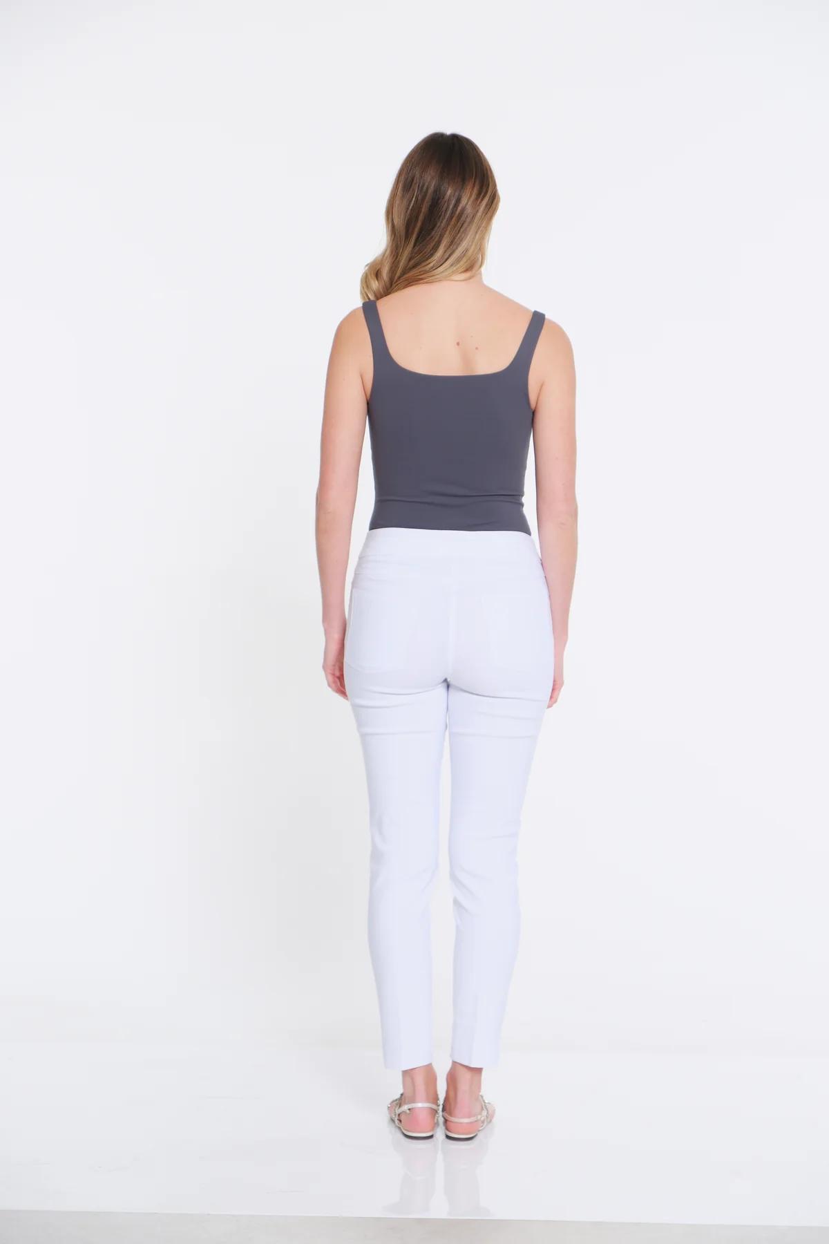 PULL-ON ANKLE PANT WITH REAL FRONT AND BACK POCKETS - White Product Image