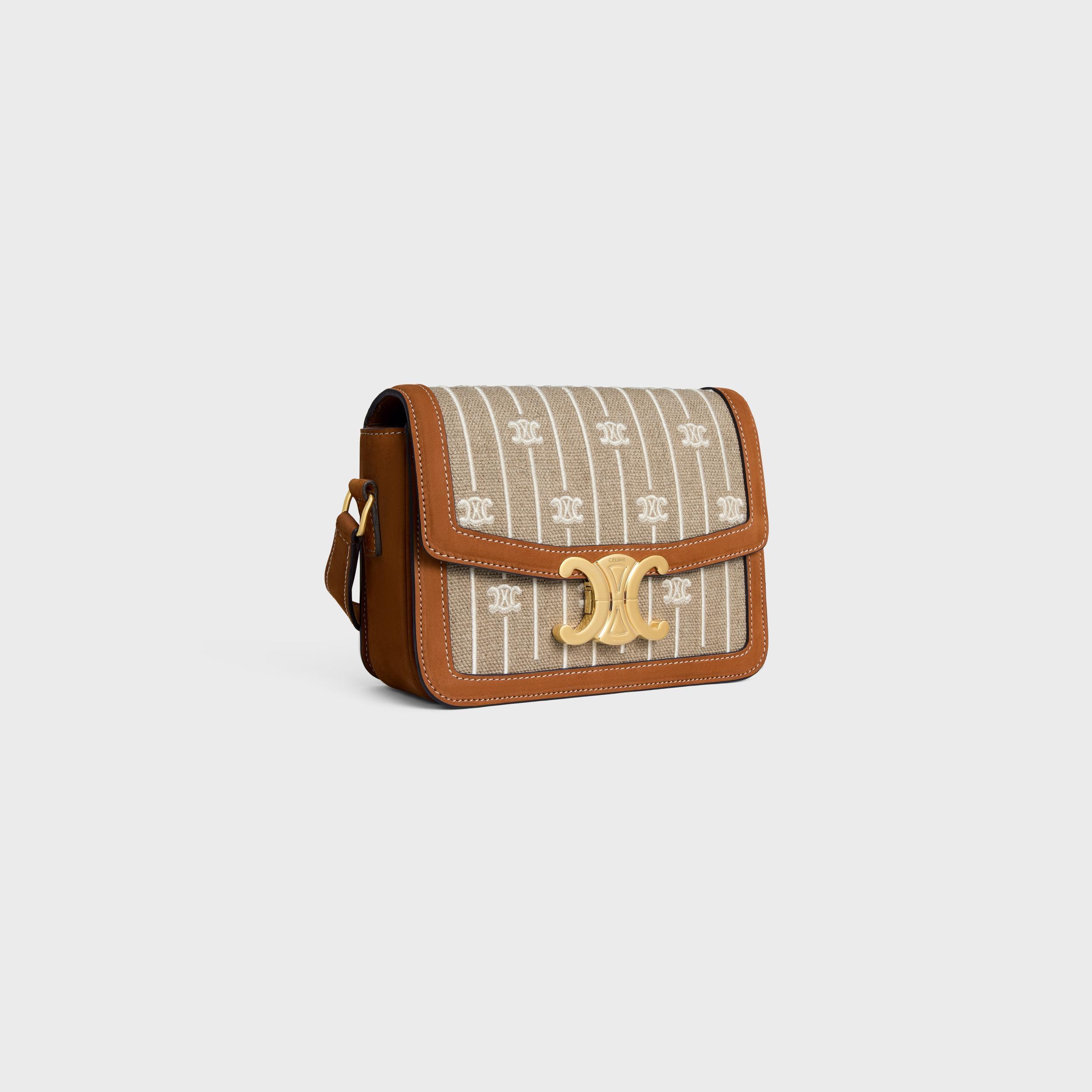 TEEN TRIOMPHE BAG IN TEXTILE WITH TRIOMPHE ALL OVER AND CALFSKIN Product Image