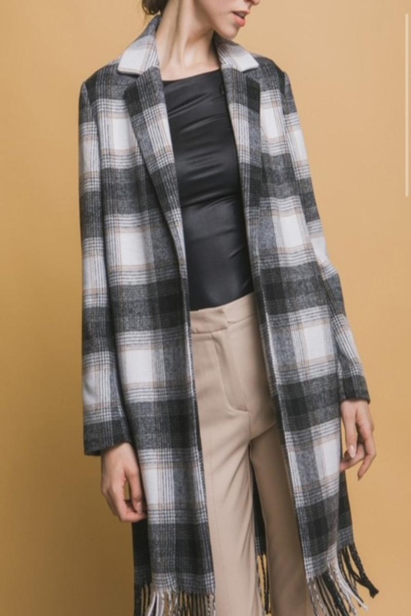 Plaid Fringe Cardigan Product Image