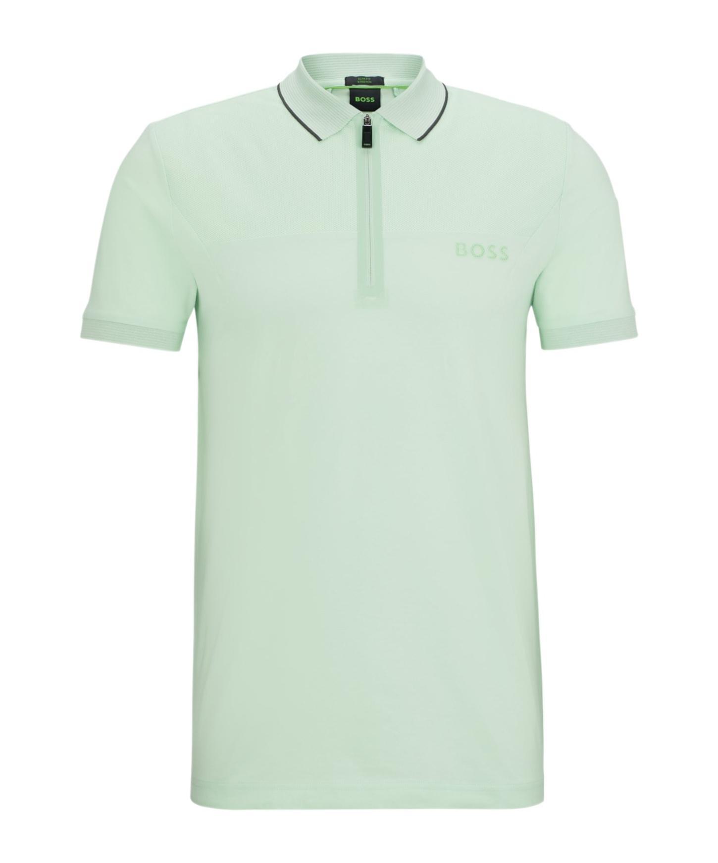 HUGO BOSS Logo-appliqué Cotton Polo Shirt In Green Product Image