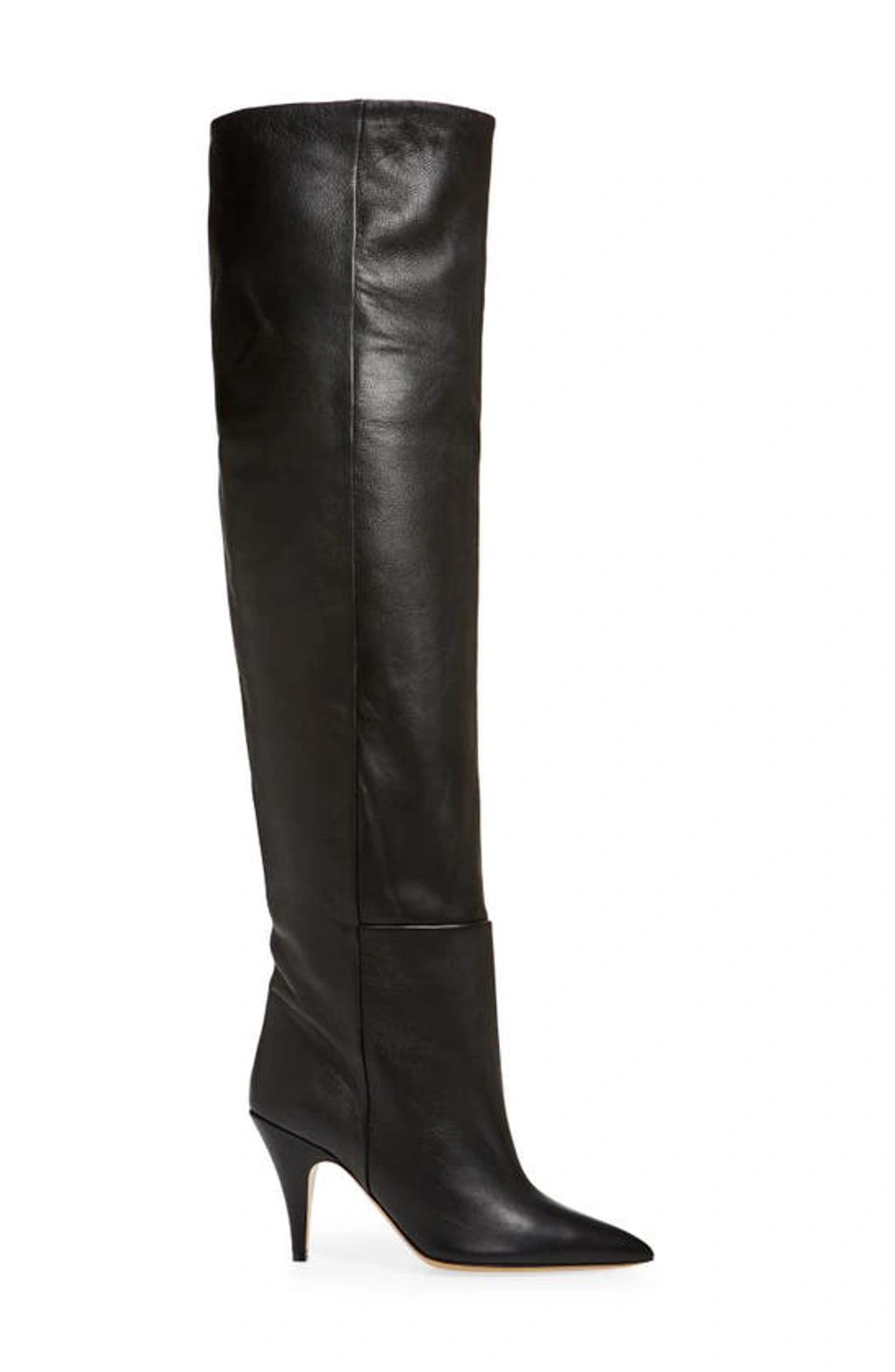 KHAITE 90mm River Knee High Leather Boots In Black Product Image