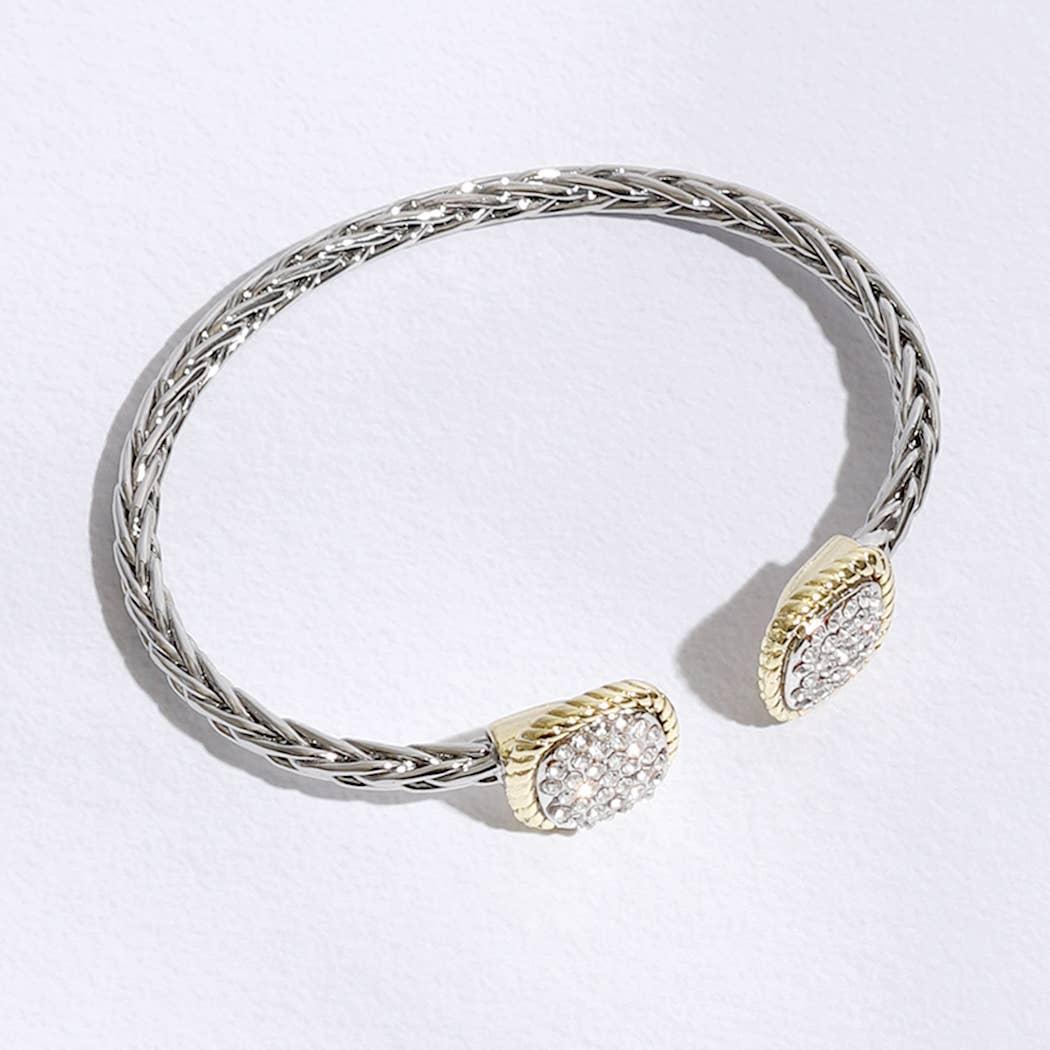 CZ Square Edge Designed Braided Bangle Bracelet Product Image