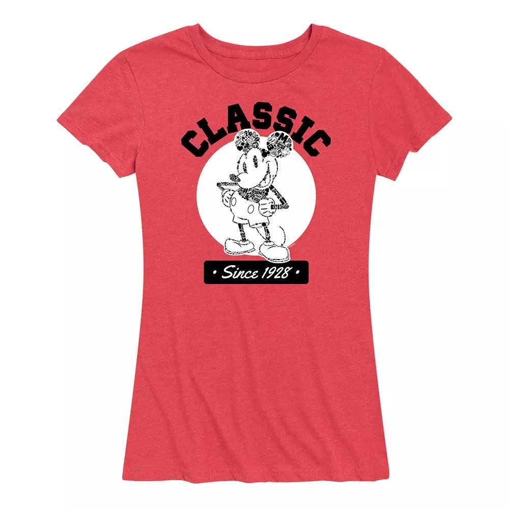 Disney's Mickey Mouse Women's Classic Since 1928 Graphic Tee, Size: Medium, Grey Red Product Image