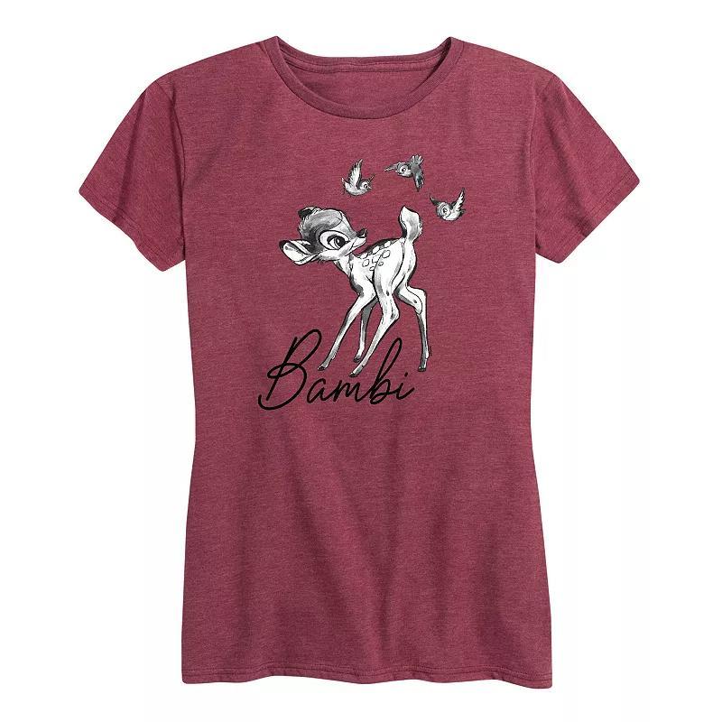 Disney's Bambi Women's Black White Watercolor Graphic Tee, Size: XXL Product Image