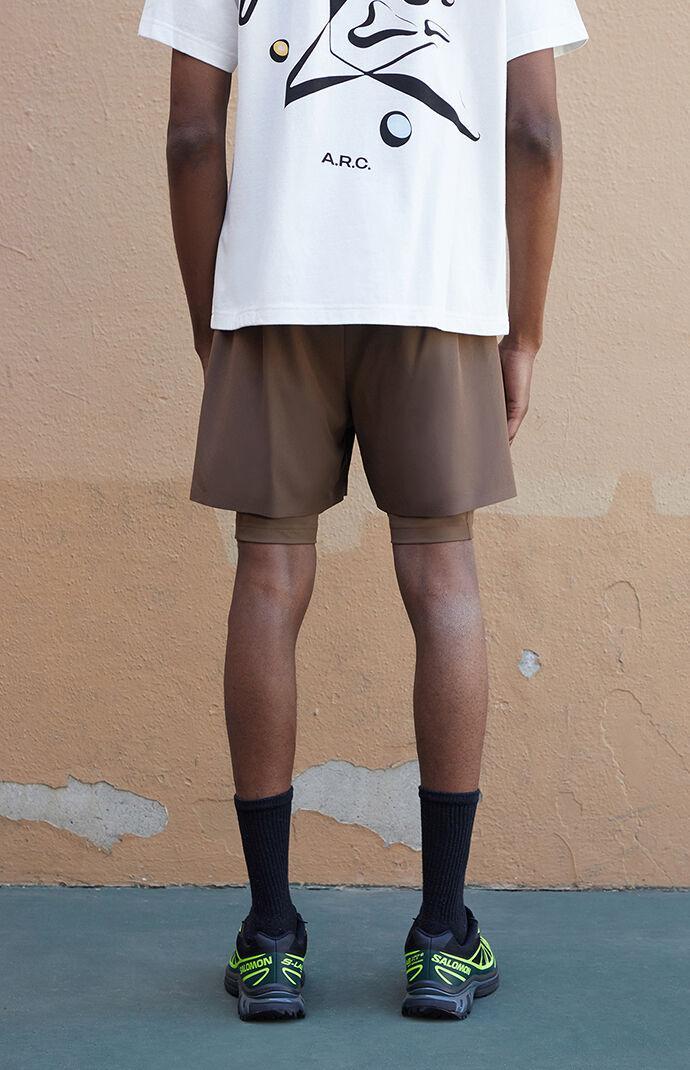 Active Brown Mesh Running Shorts Product Image