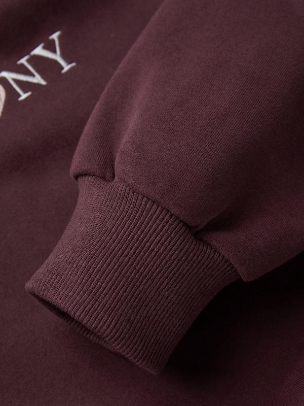 Letter Print Drawstring Design Sweatshirt Product Image