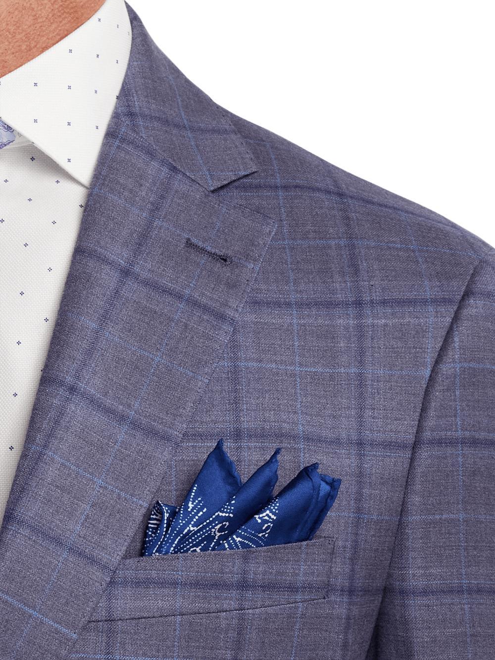 Wool Stretch Windowpane Single Breasted Notch Lapel Sport Coat - Purple Product Image