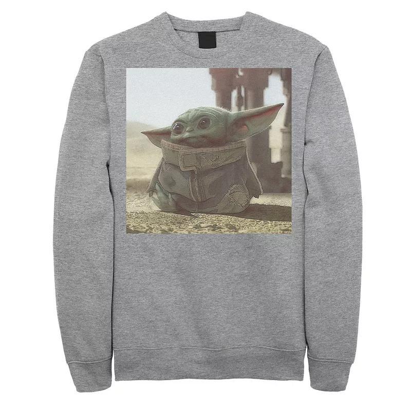 Men's Star Wars The Mandalorian The Child aka Baby Yoda Photograph Sweatshirt, Size: Medium, Athletic Grey Product Image