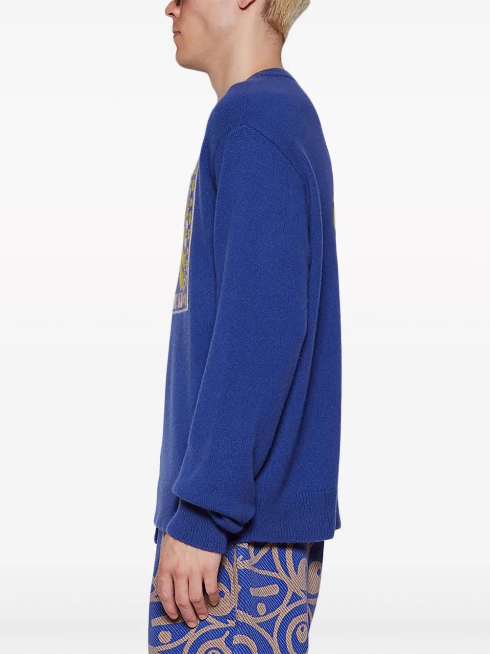 THE ELDER STATESMAN Blue Crewneck Sweatshirt In Blue Jay Product Image