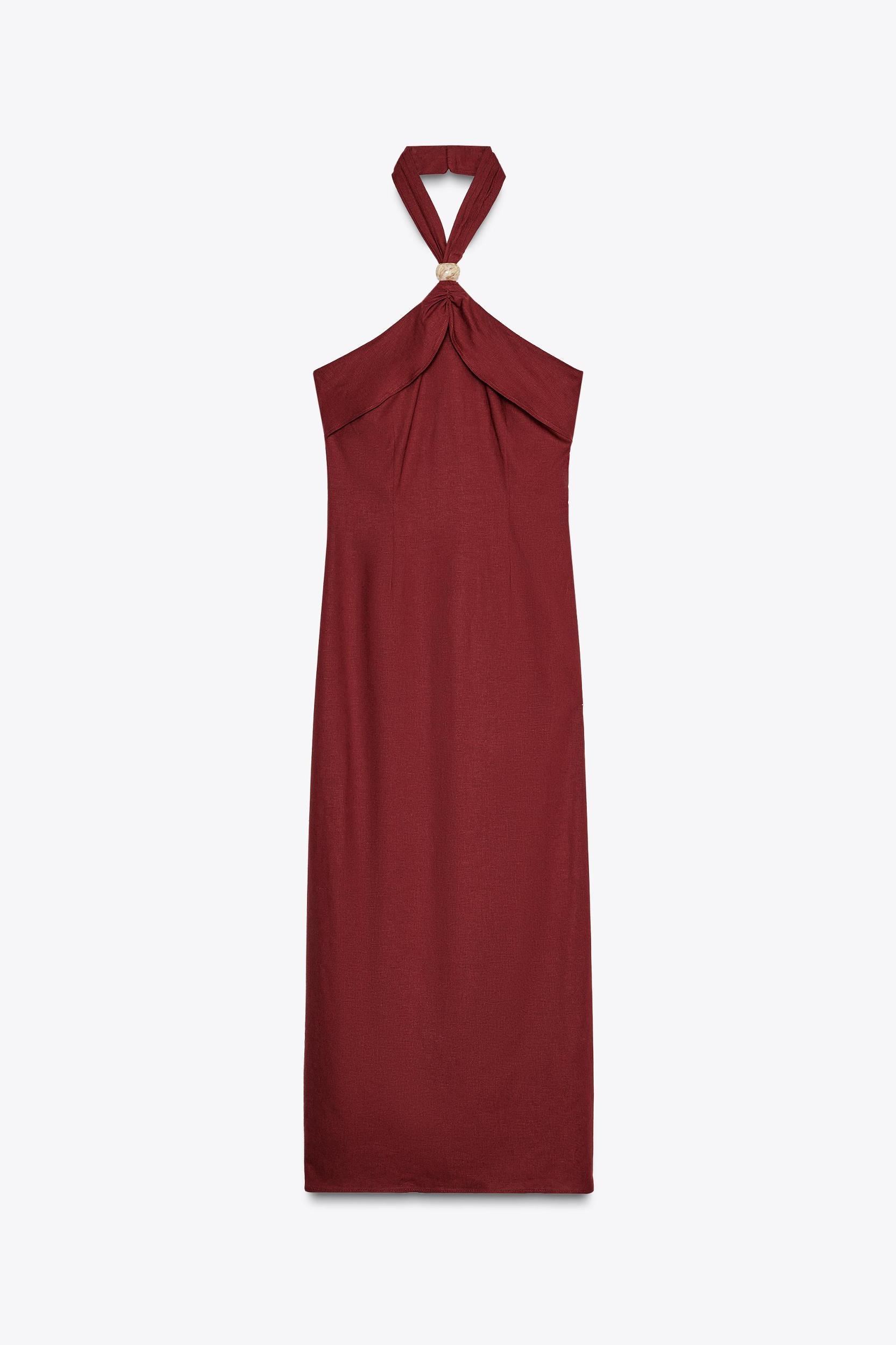 LINEN HALTER MIDI DRESS Product Image