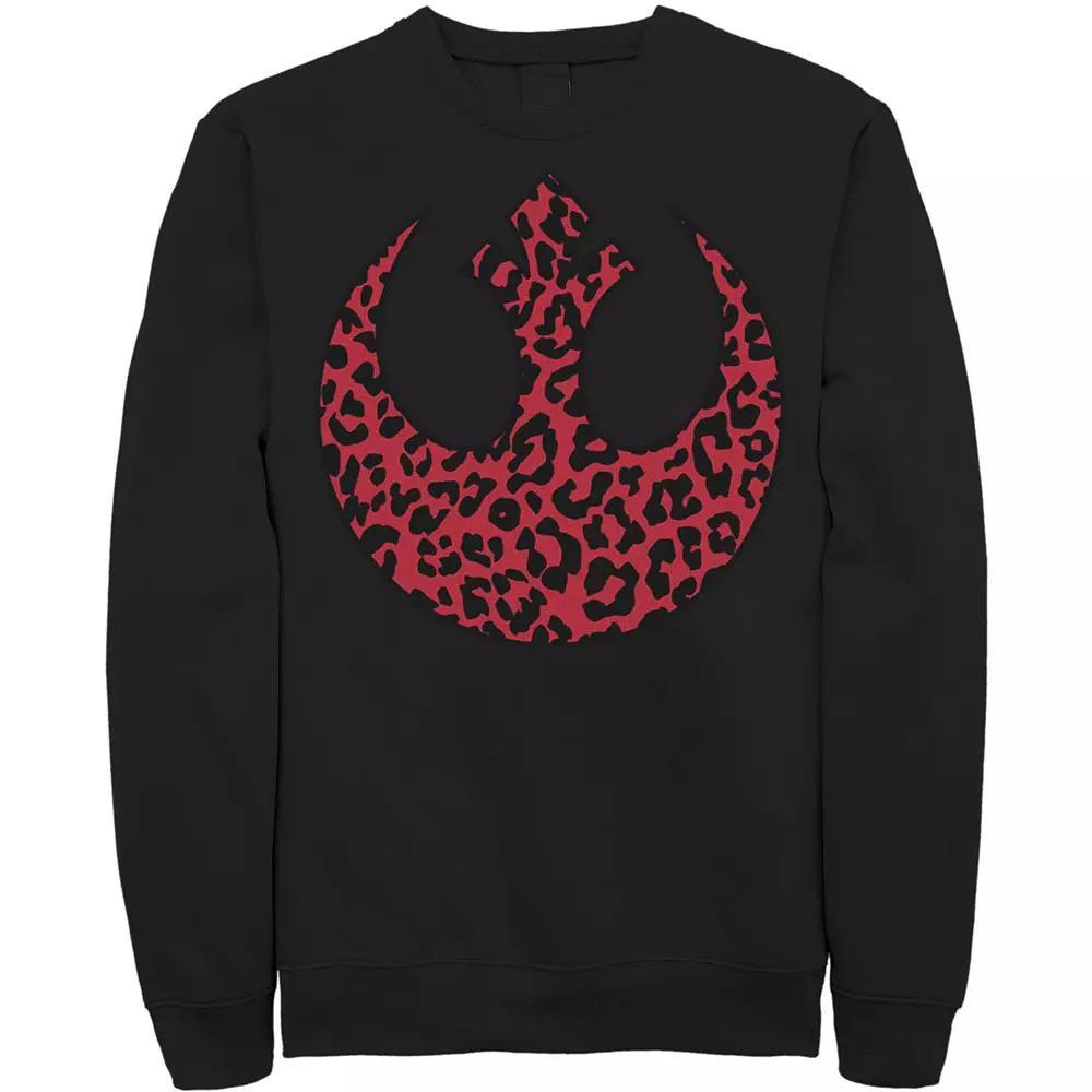 Men's Star Wars Rebellion Emblem Cheetah Print Fill Sweatshirt, Size: 3XL, Black Product Image