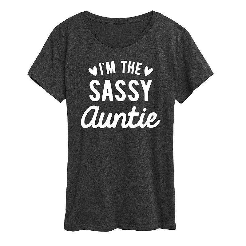 Women's I'm The Sassy Auntie Graphic Tee, Girl's, Size: Medium, Heather Grey Product Image