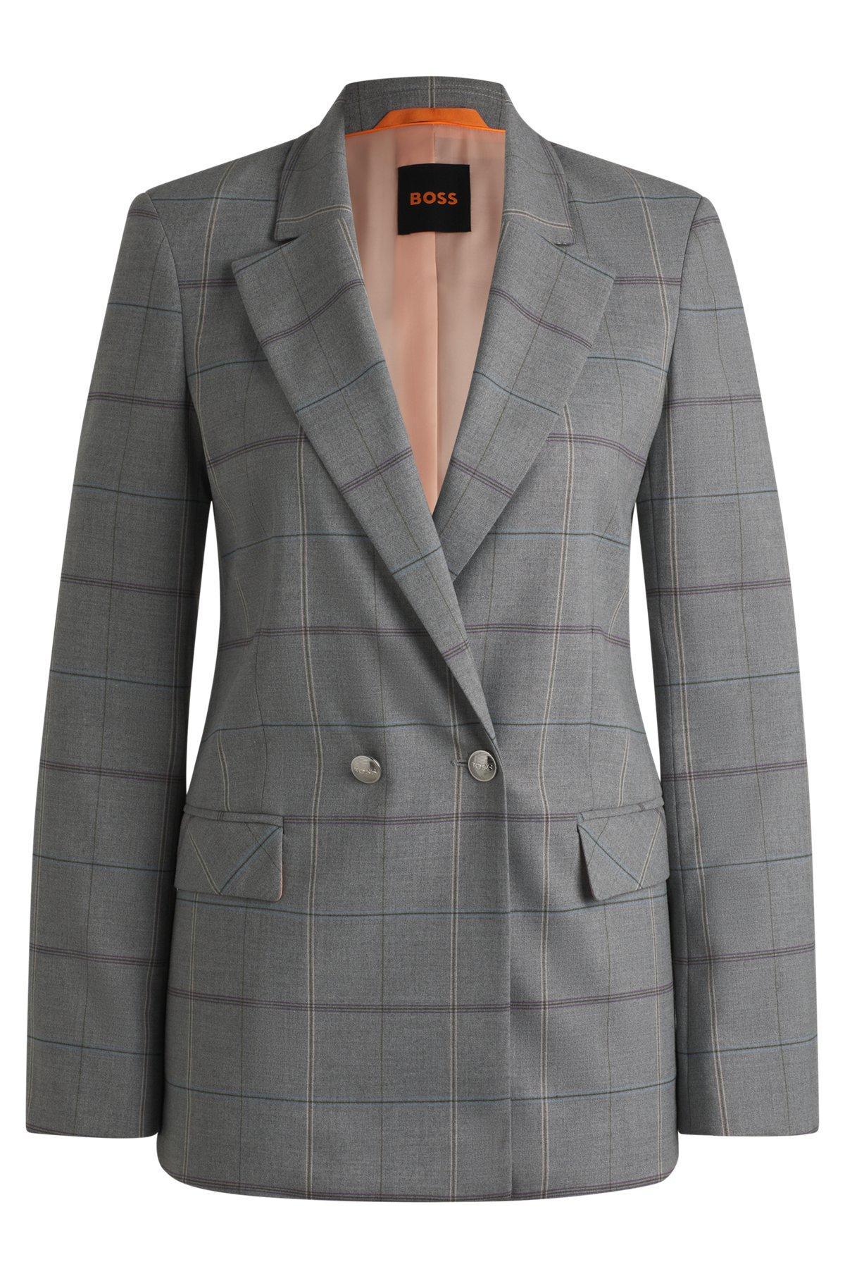 Double-breasted jacket in checked stretch fabric Product Image