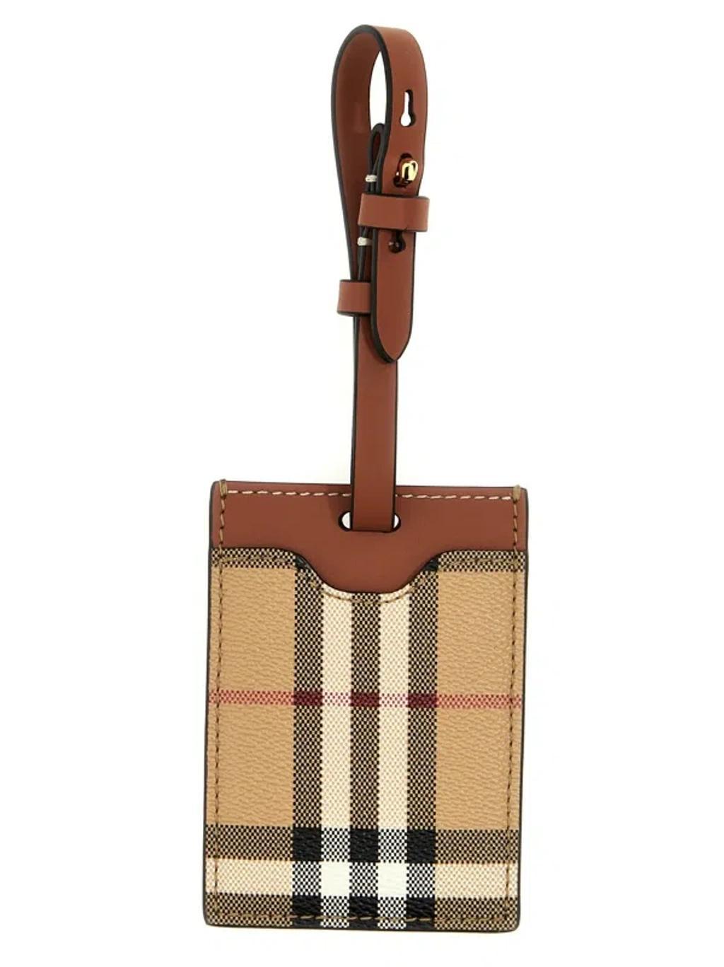 BURBERRY Check Suitcase Tag Bag Accessories In Beige Product Image