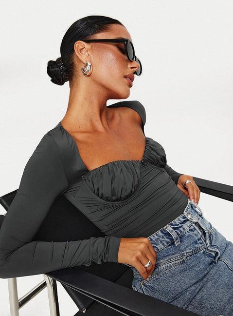 Candyce Long Sleeve Top Slate Product Image