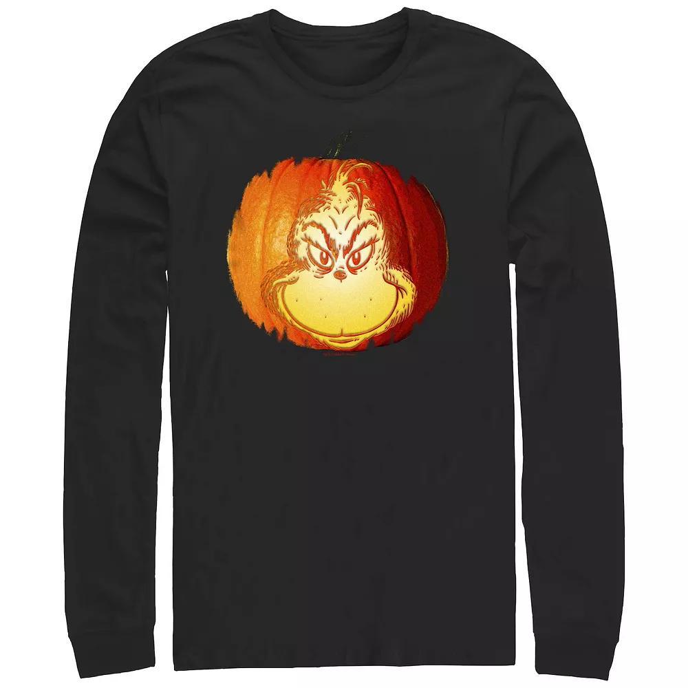 Men's Dr. Seuss Grinch Jack O Lantern Long sleeves Graphic Tee,  Product Image