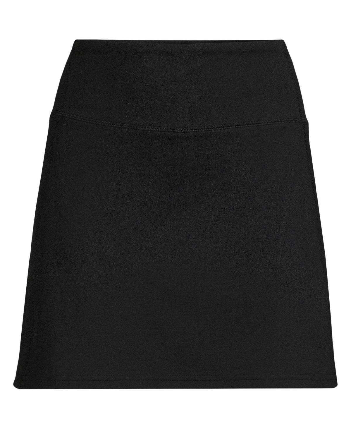 Womens Lands End Active High-Impact High-Rise Flat Front Skort Indigo Grey Product Image