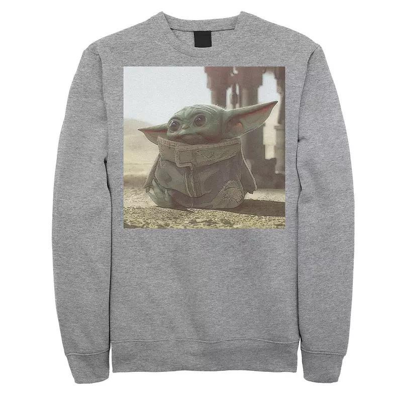 Mens Star Wars The Mandalorian The Child aka Baby Yoda Photograph Sweatshirt Grey Heather Product Image