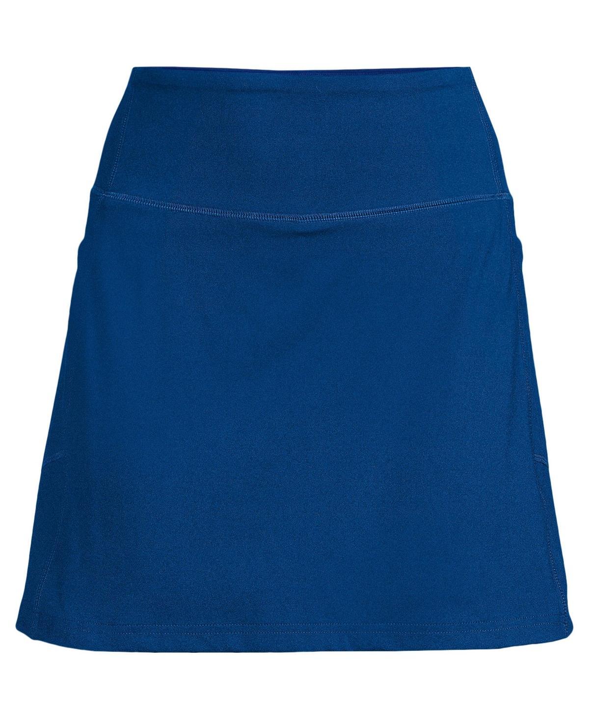 Womens Lands End Active High-Impact High-Rise Flat Front Skort Indigo Grey Product Image