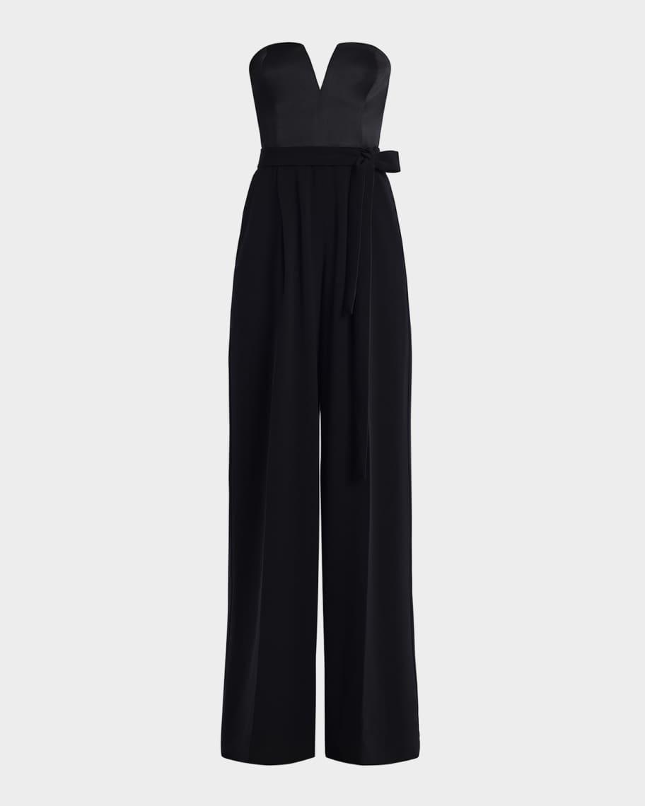 Strapless Wide-Leg Mixed Media Jumpsuit Product Image