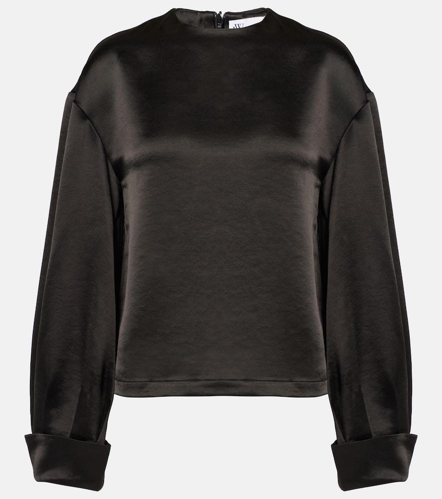 JW ANDERSON Twisted Sleeve Satin Top In Black Product Image