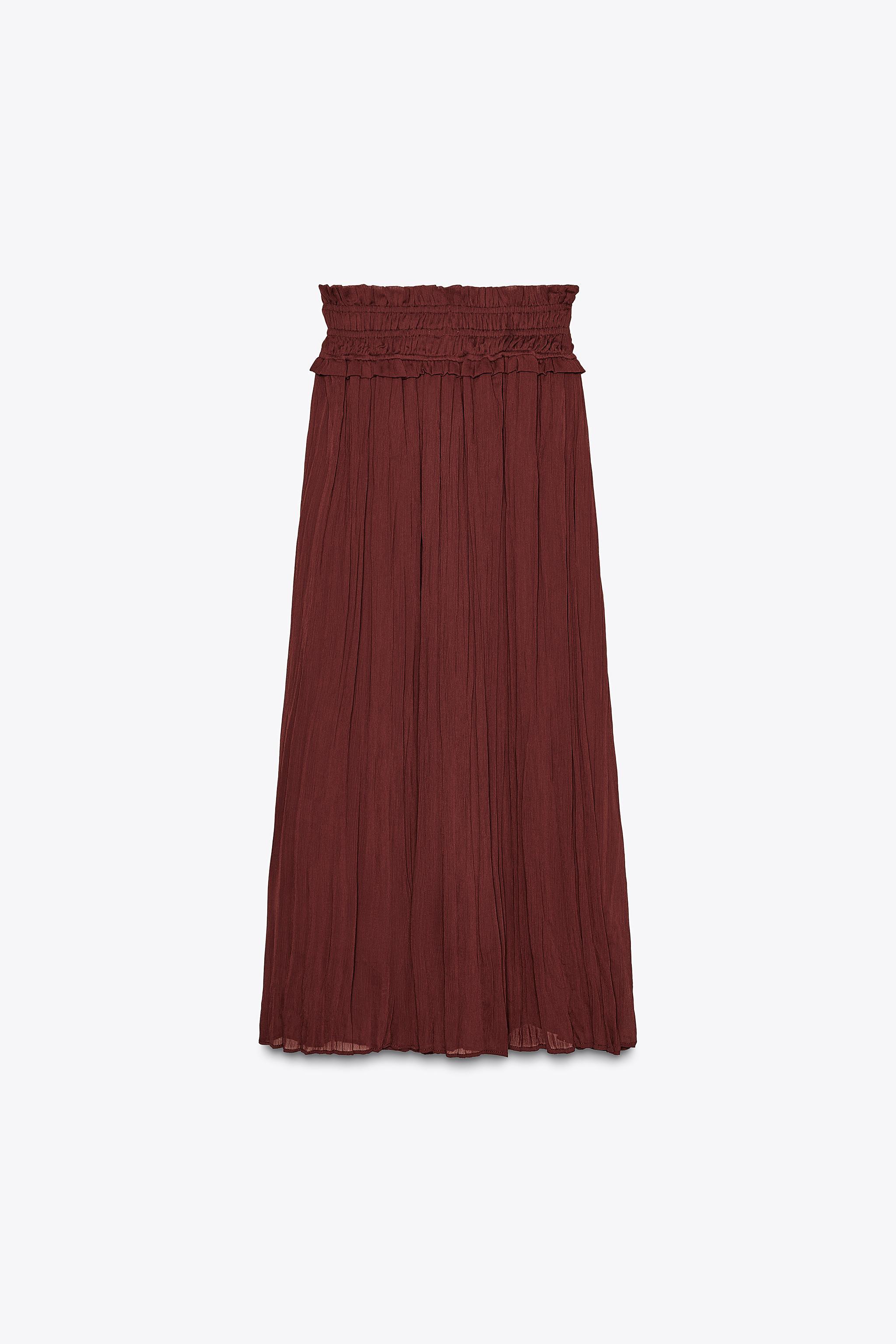 WIDE ELASTIC WAISTBAND MIDI SKIRT Product Image