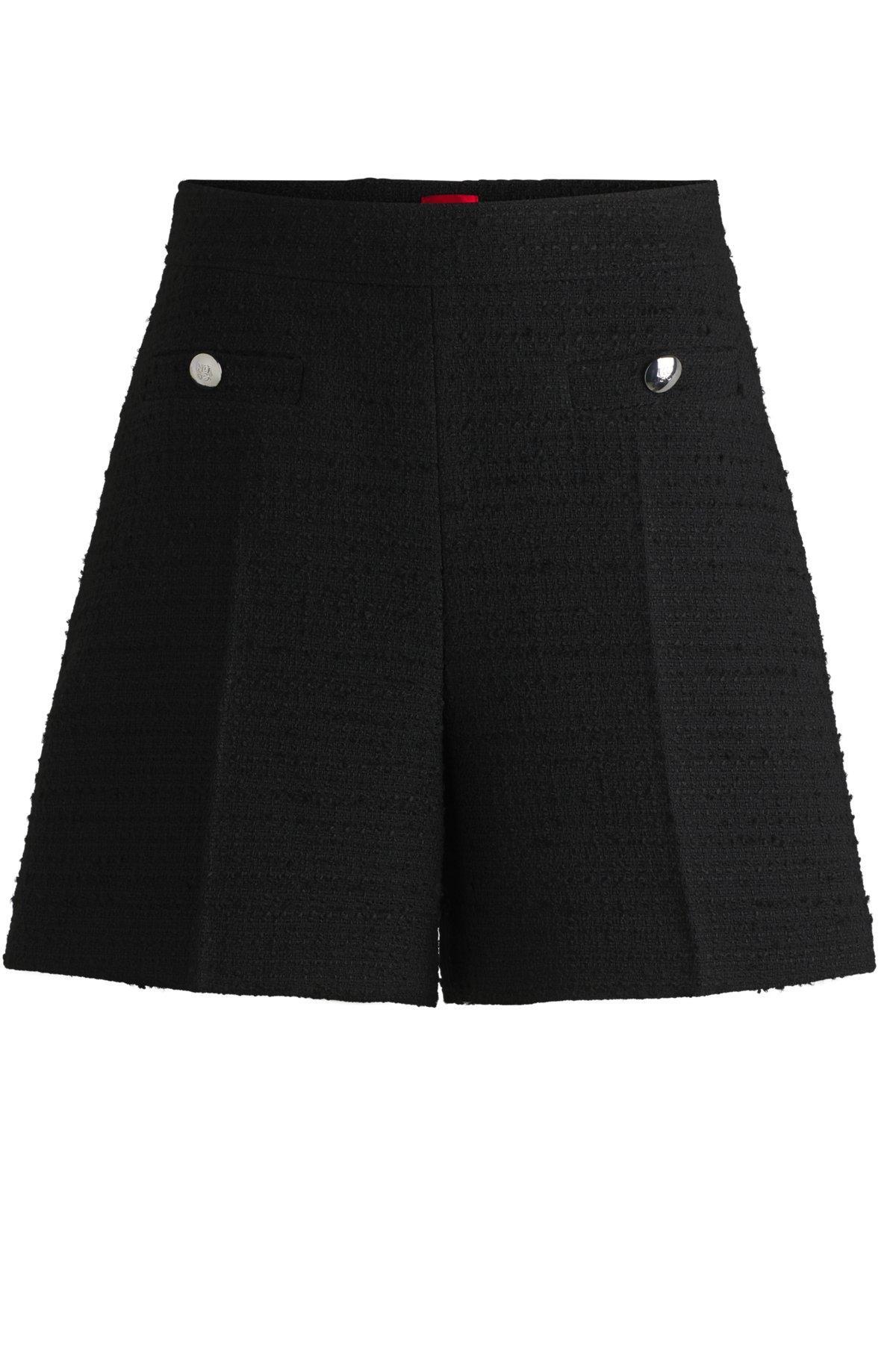 Bouclé shorts with stacked-logo buttons Product Image